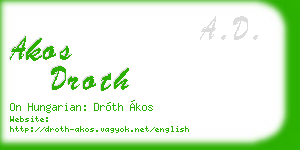 akos droth business card