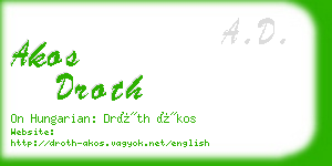 akos droth business card